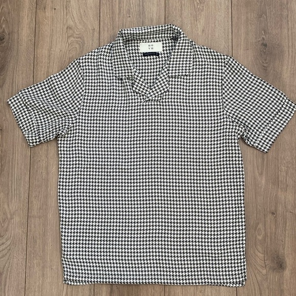 NÓVU Collection | Oxford Green and Cream Houndstooth Polo | Size M - Picture 1 of 8